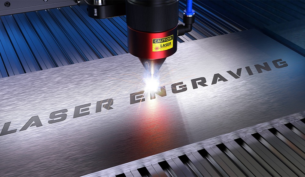 Professional metal engraving machine in Dubai workshop